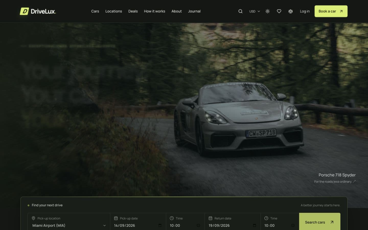 DriveLux — Premium Car Rental homepage preview
